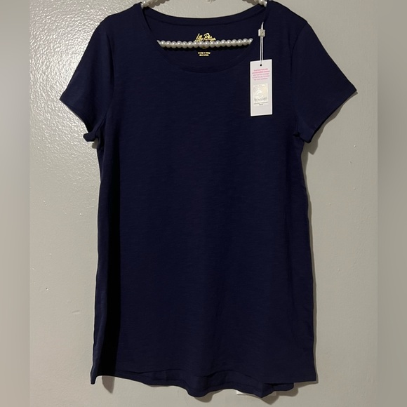 Lilly Pulitzer Etta Scoop Neck Top in True Navy - Picture 6 of 8